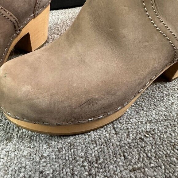 Swedish Hasbeens Zip It Emy Clog Boots Taupe Size EU 37 / US 7 - Neutral Cottage - Picture 6 of 9